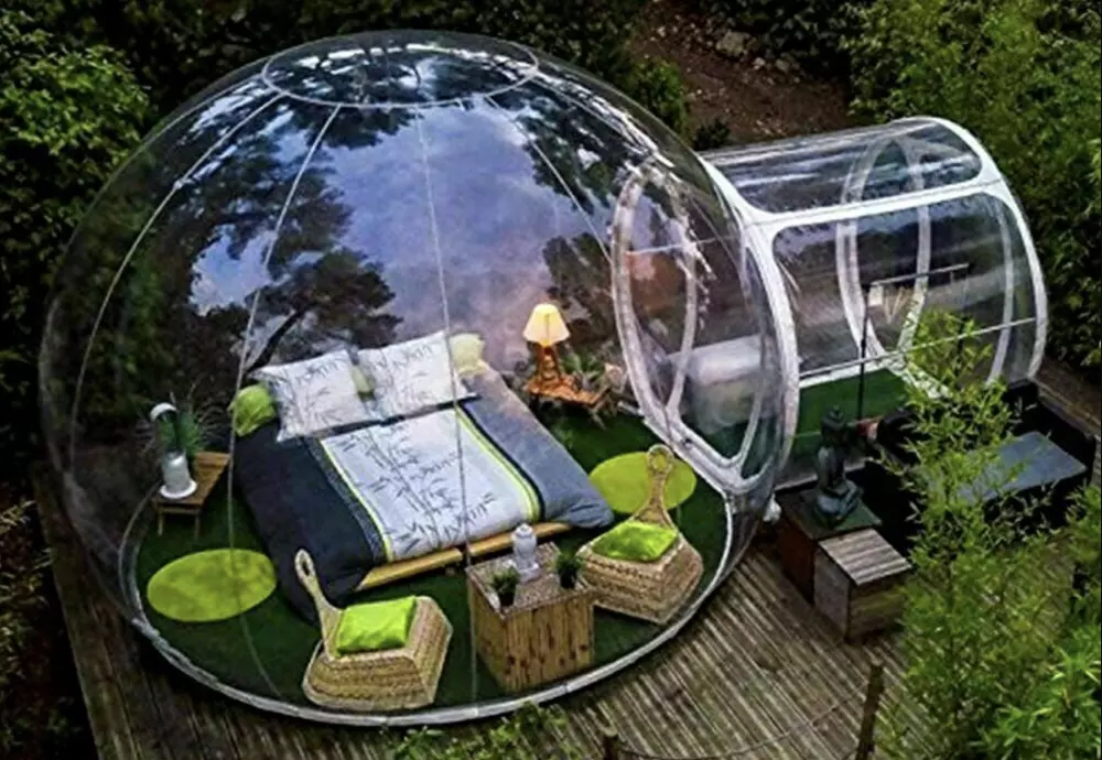 camping in bubble tent