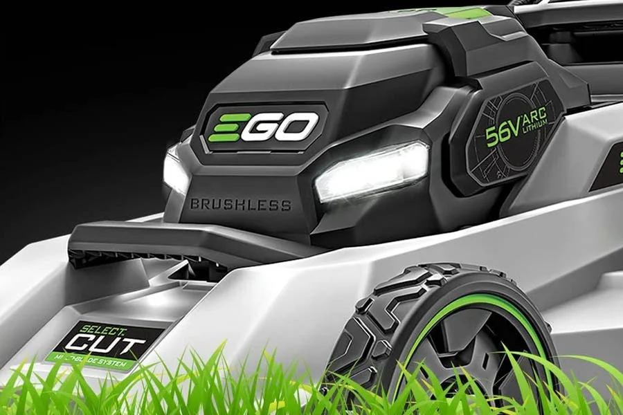 green electric lawn mower